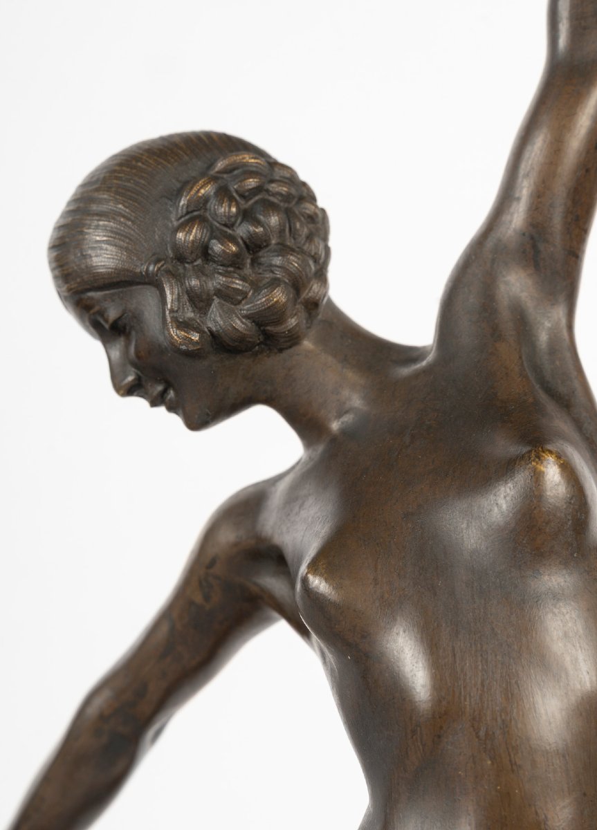 "La danse des lances" sculpture en bronze d'après Fernand Ouillon-Carrere-photo-3