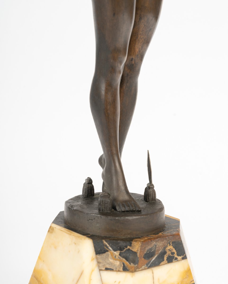 "La danse des lances" sculpture en bronze d'après Fernand Ouillon-Carrere-photo-2