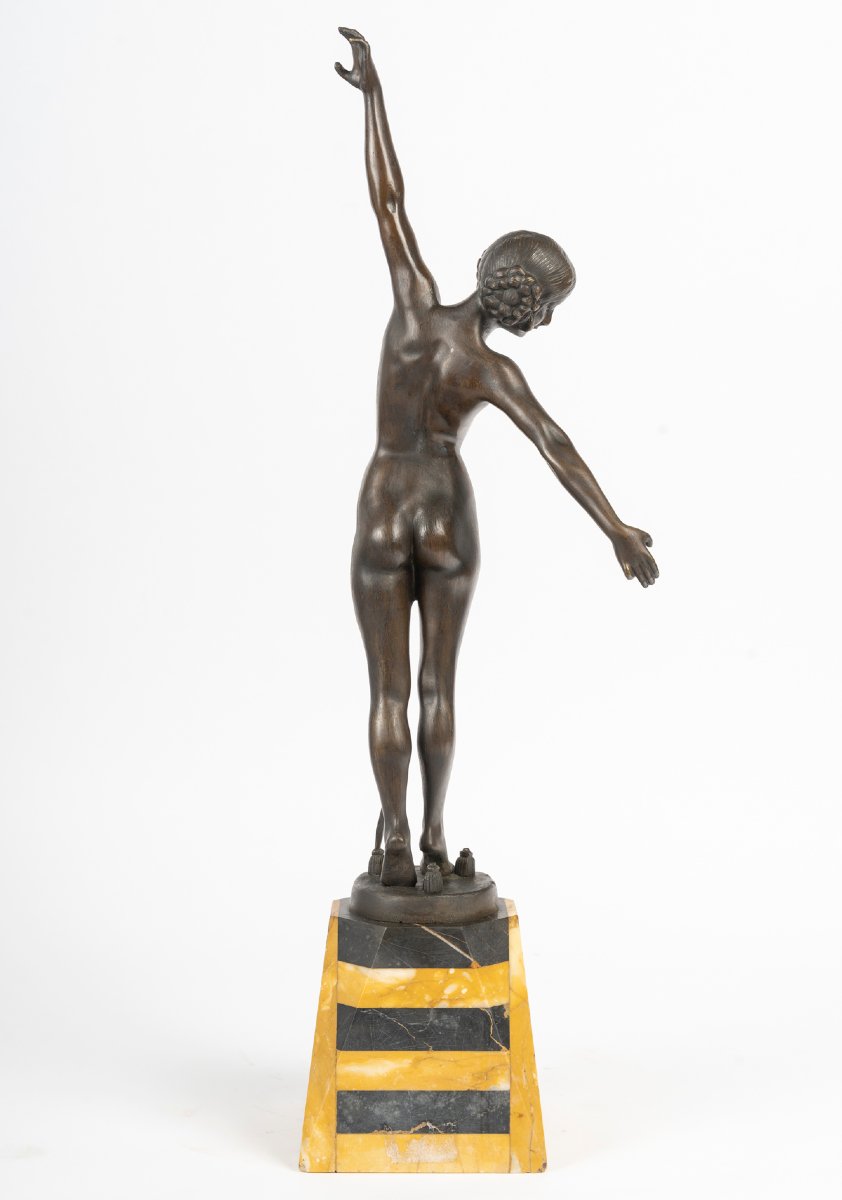 "La danse des lances" sculpture en bronze d'après Fernand Ouillon-Carrere-photo-4