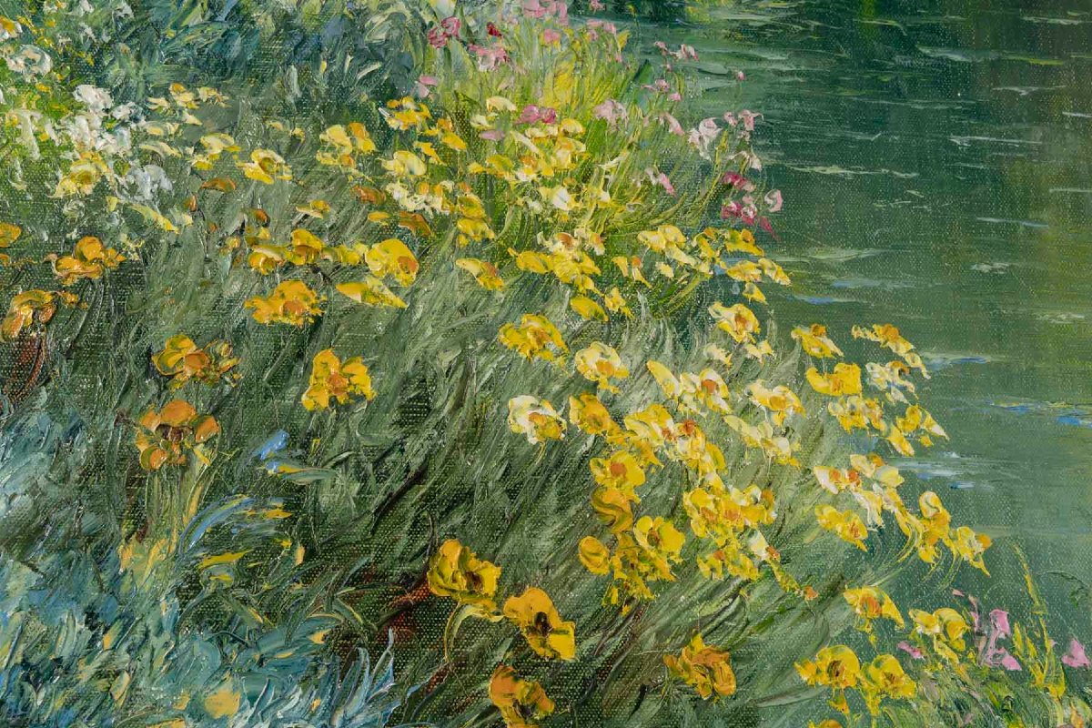 Le Petit étang, Oil On Canvas By Roger Bolzonello-photo-3