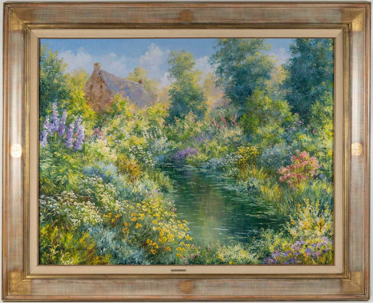 Le Petit étang, Oil On Canvas By Roger Bolzonello