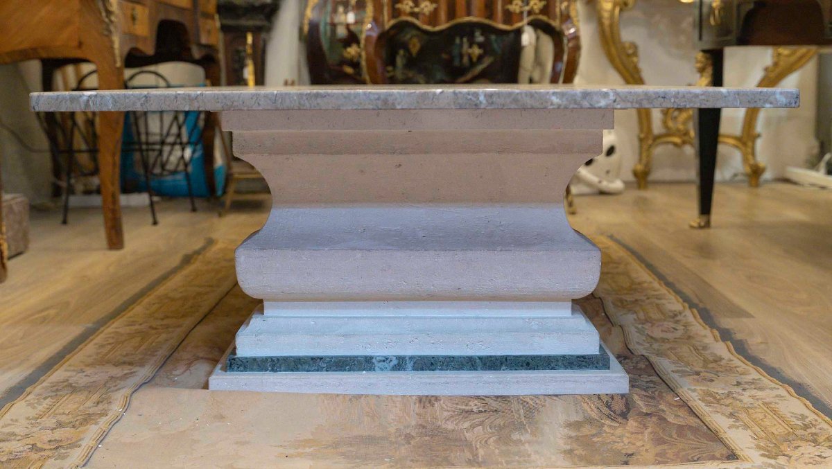 Table basse en scagliola XIXe siècle-photo-1