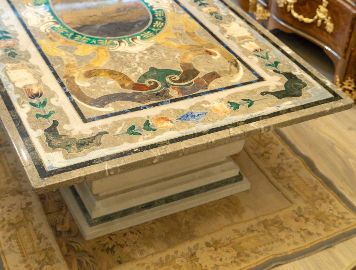Table basse en scagliola XIXe siècle-photo-4