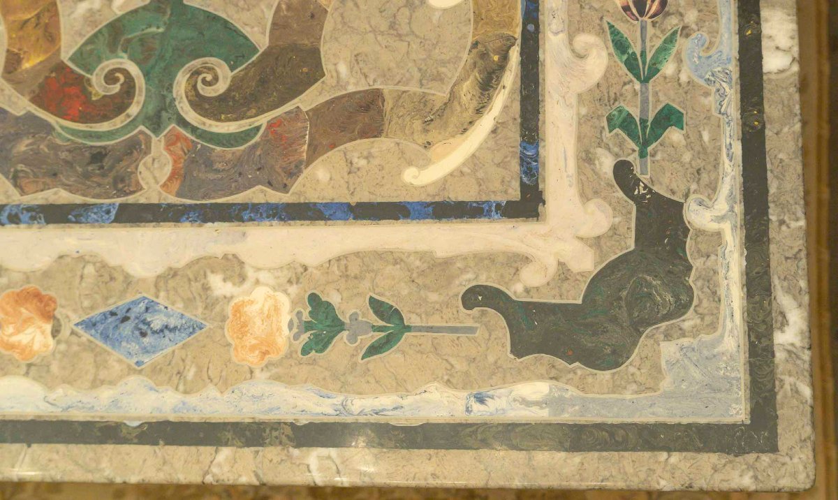 Table basse en scagliola XIXe siècle-photo-5