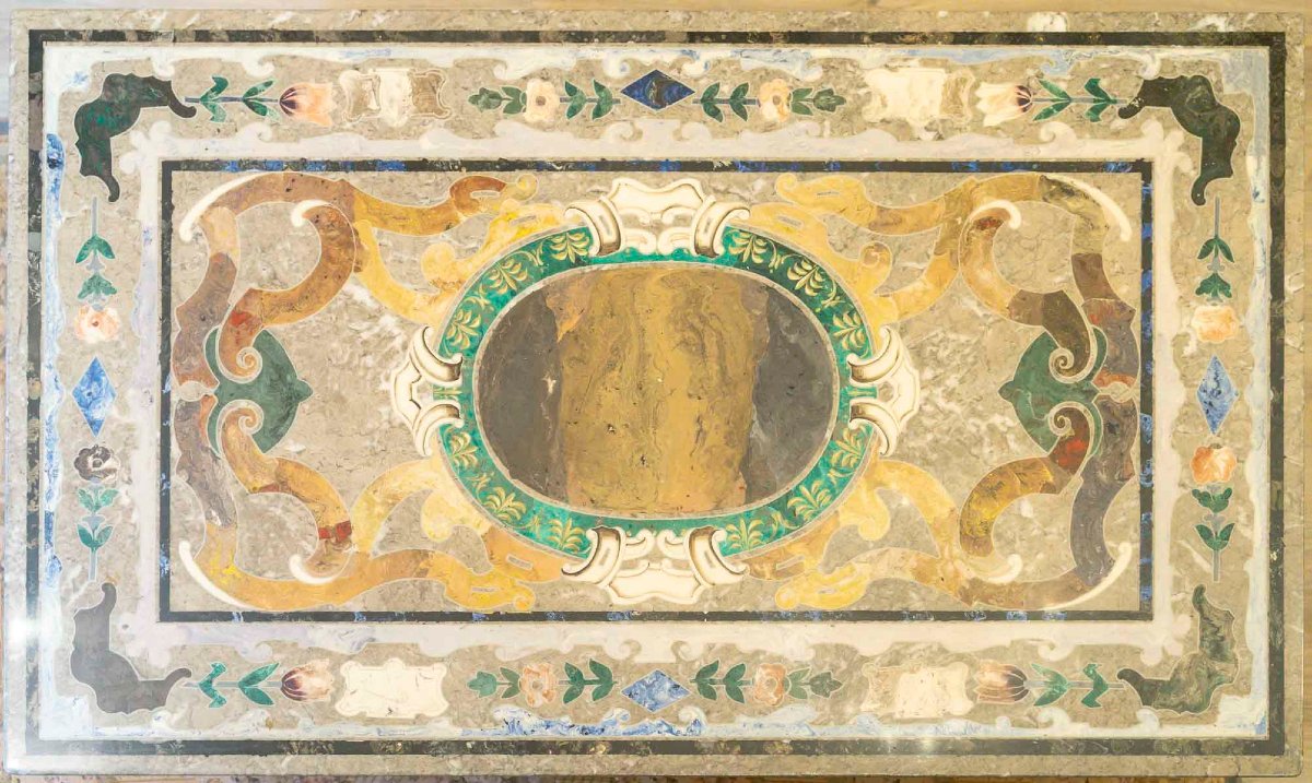 Table basse en scagliola XIXe siècle-photo-7