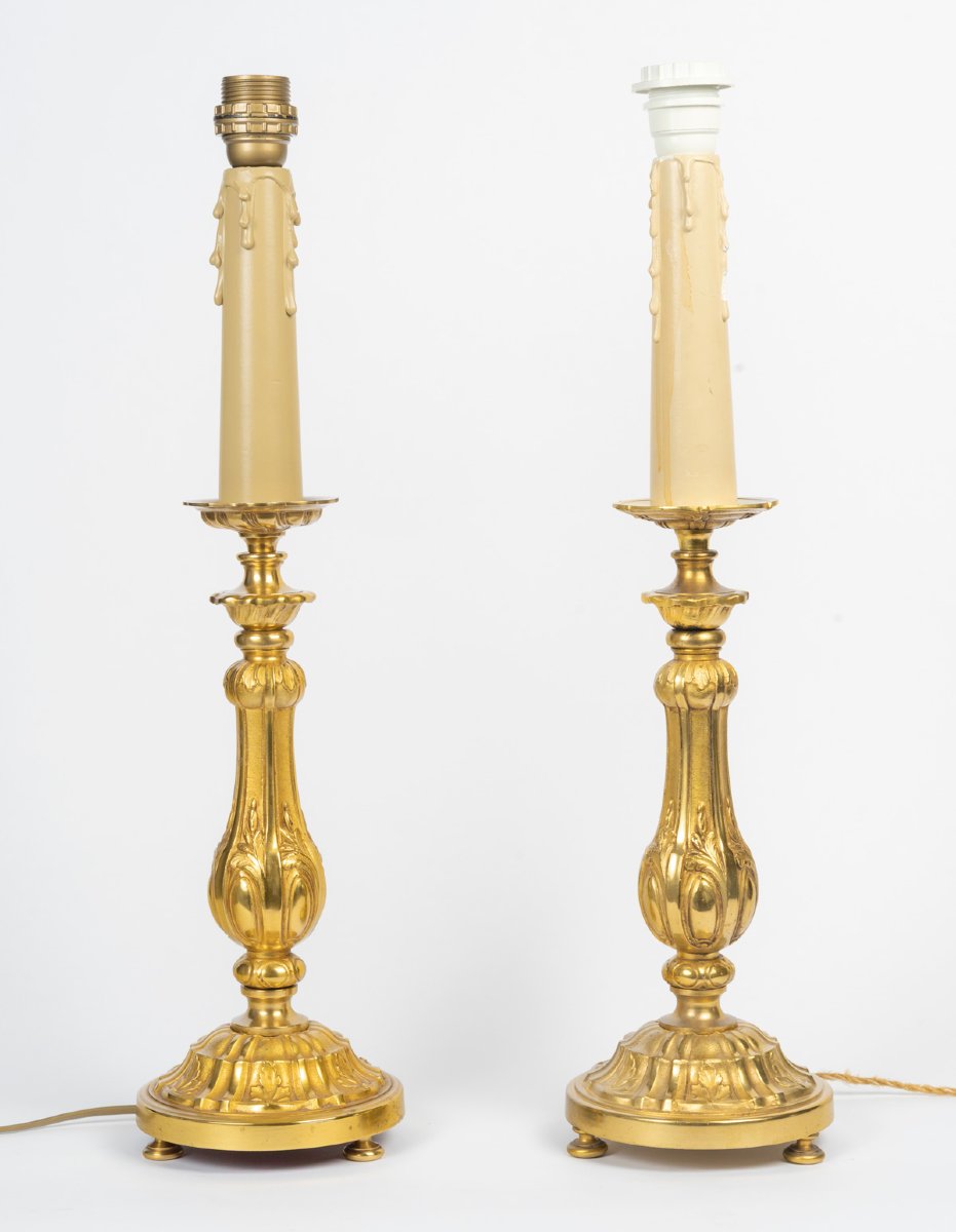 Paire de bougeoirs montés en lampes-photo-3