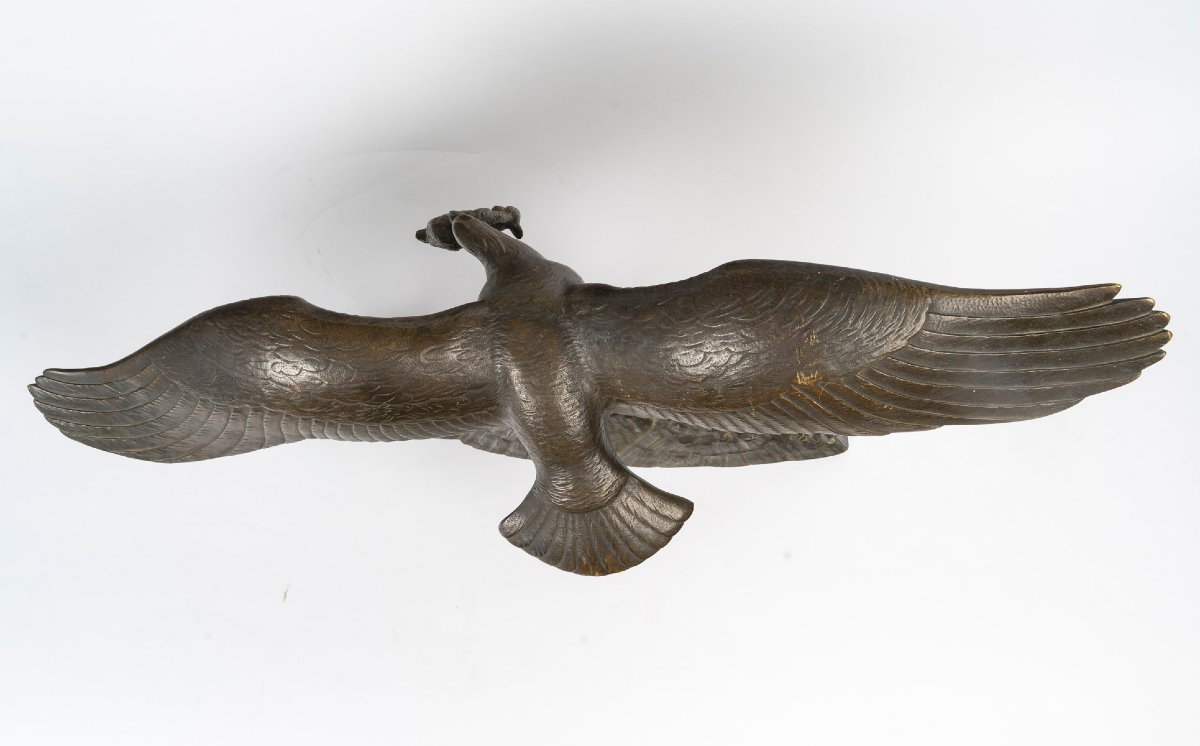 An Eagle With Outstretched Wings Holding A Lamb In Its Beak, A Bronze Sculpture Signed By Gilbert-photo-5