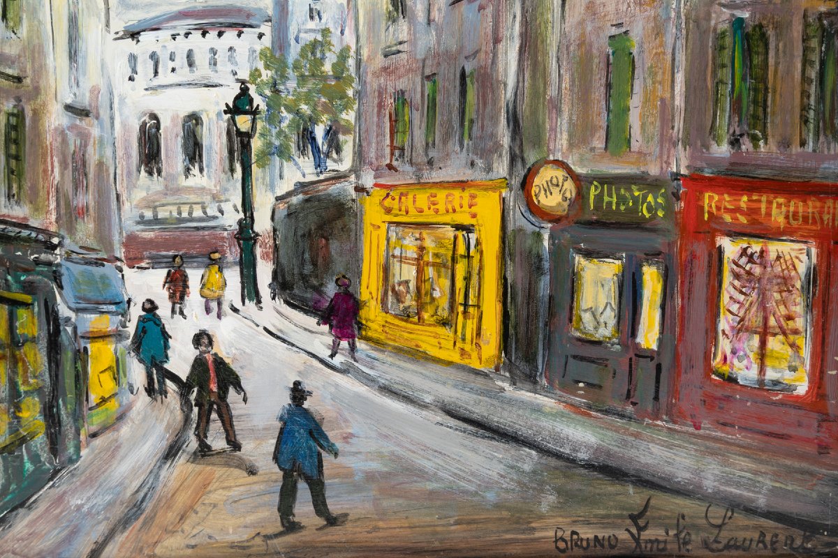 Montmartre, Oil On Panel, Signed By Bruno Emile Laurent -photo-3