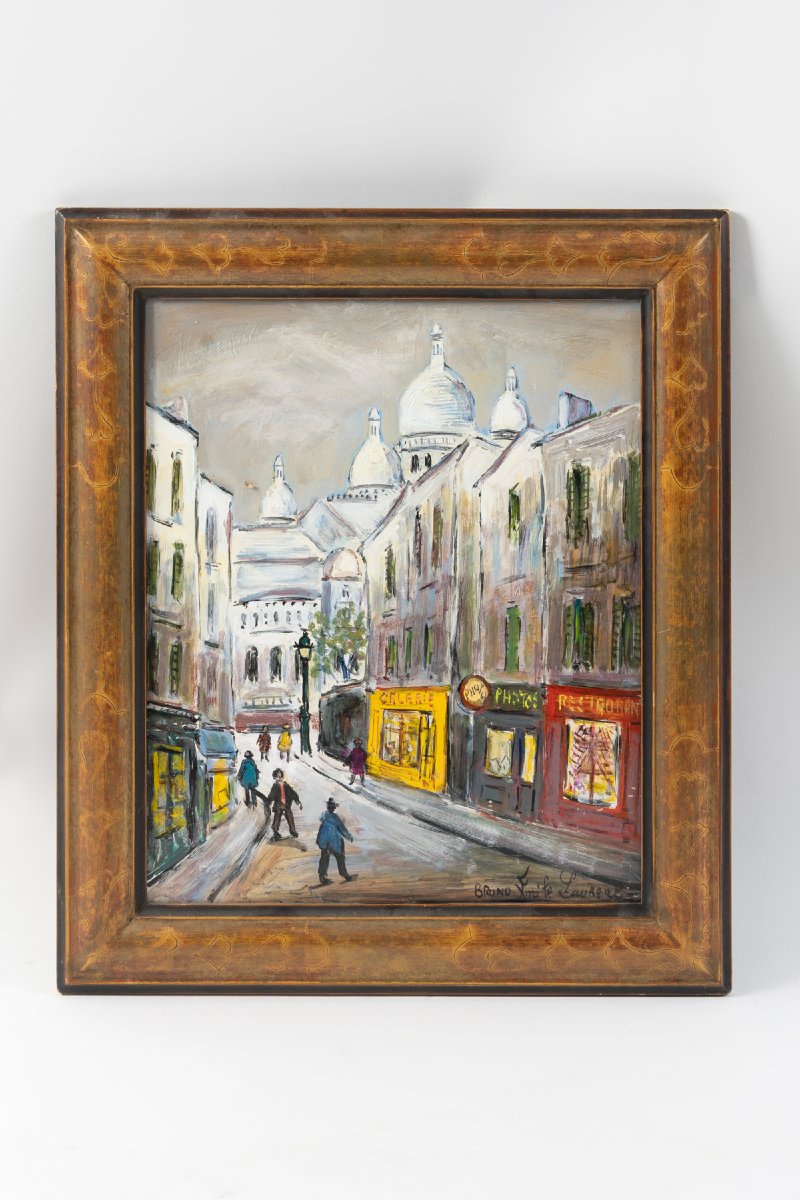 Montmartre, Oil On Panel, Signed By Bruno Emile Laurent -photo-4