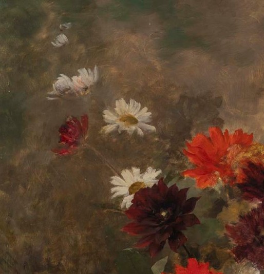 Bouquet de fleurs, huile sur toile signée Gustave Bienvêtu-photo-4