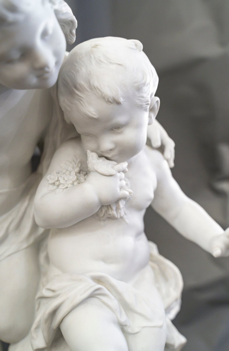 Les dénicheurs de nid, Sculpture en biscuit signée Auguste Moreau -photo-2