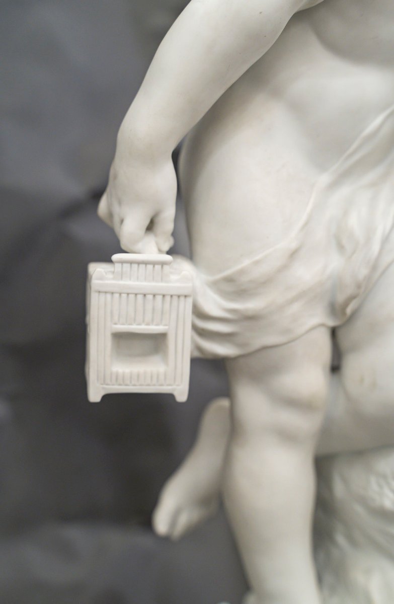 Les dénicheurs de nid, Sculpture en biscuit signée Auguste Moreau -photo-1