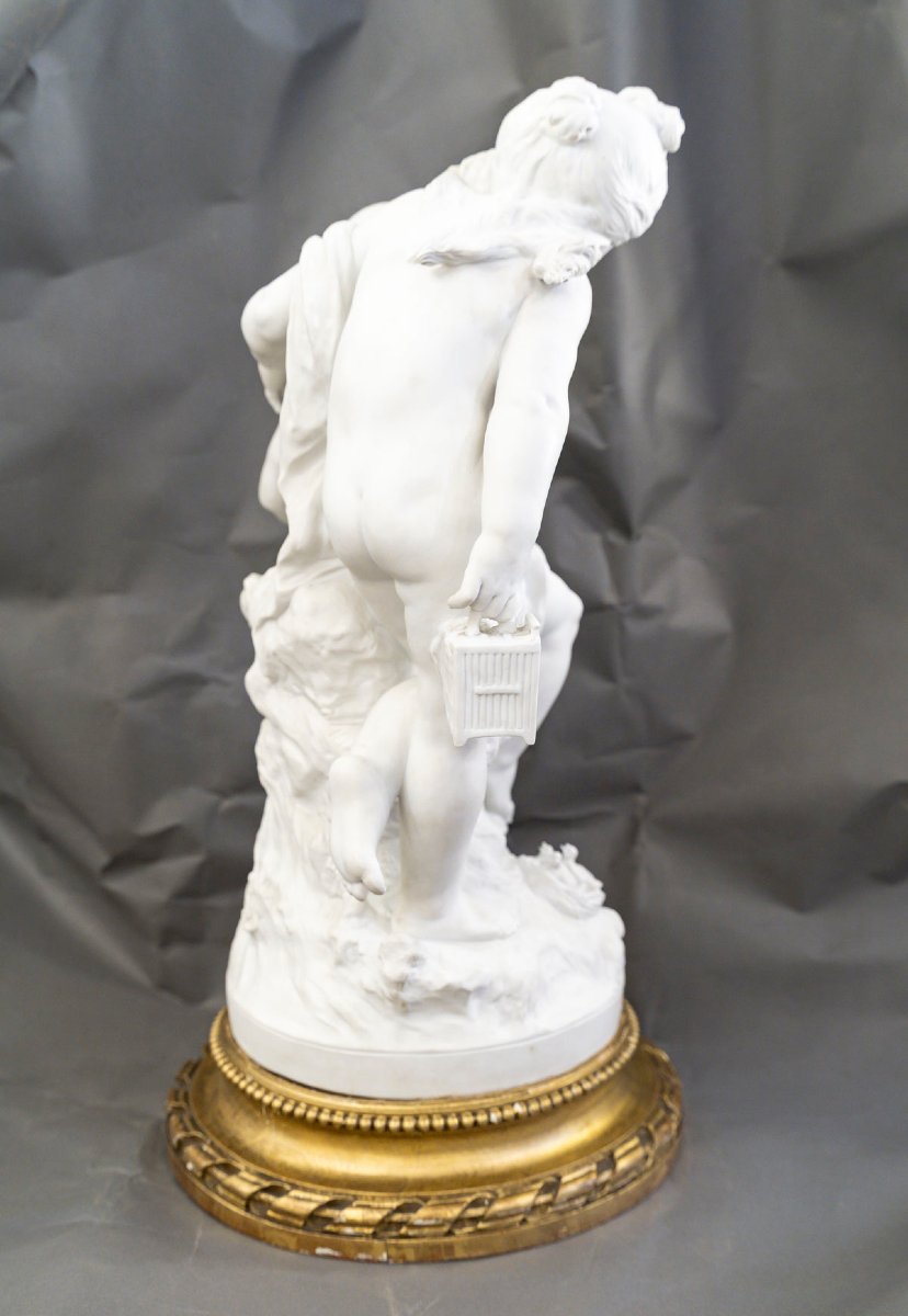 Les dénicheurs de nid, Sculpture en biscuit signée Auguste Moreau -photo-2