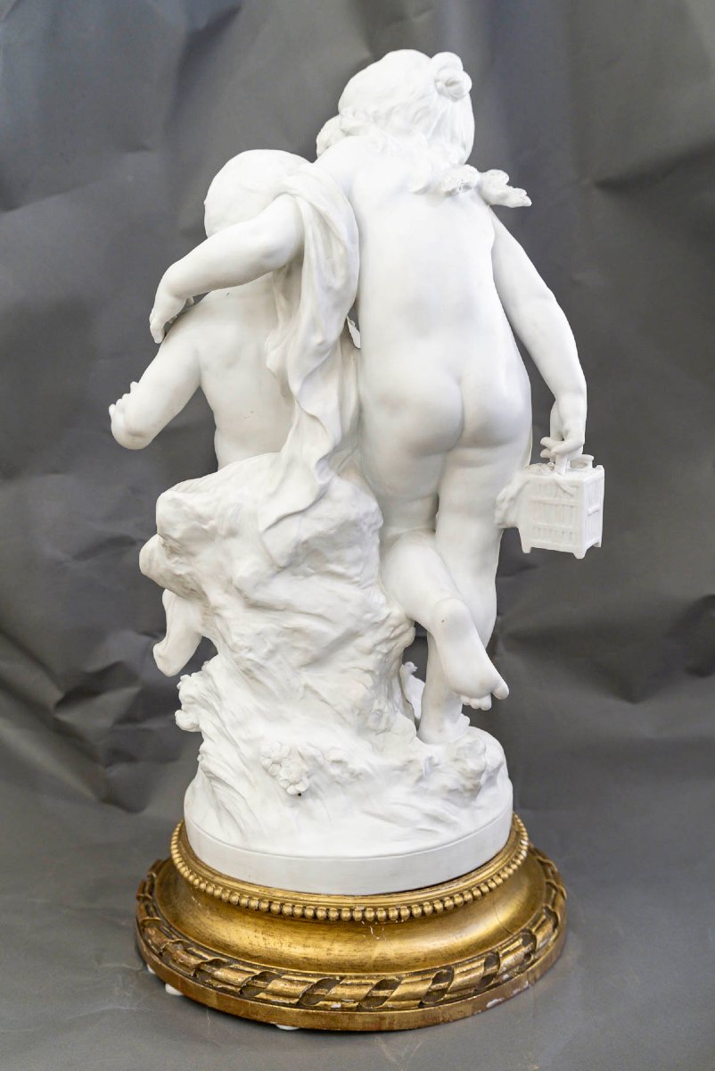 Les dénicheurs de nid, Sculpture en biscuit signée Auguste Moreau -photo-6