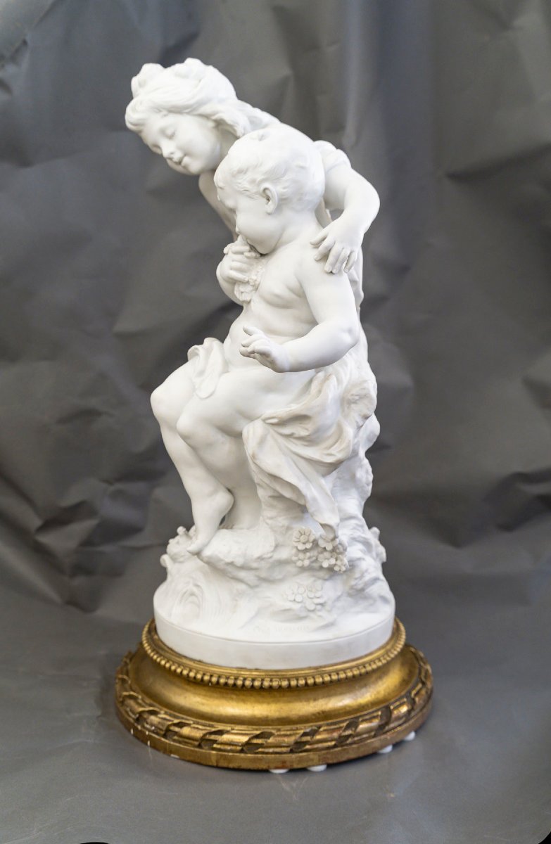Les dénicheurs de nid, Sculpture en biscuit signée Auguste Moreau -photo-8