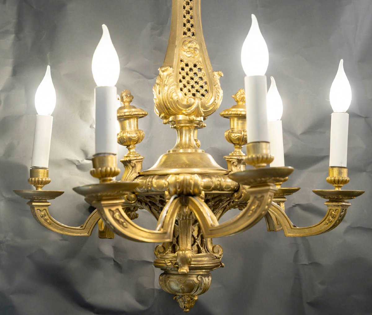 6-light Regency-style Chandelier In Gilded Bronze -photo-2
