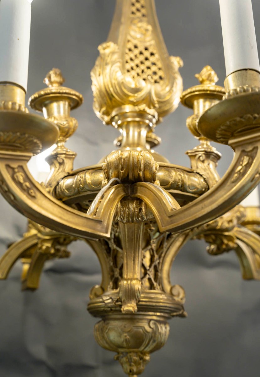 6-light Regency-style Chandelier In Gilded Bronze -photo-5