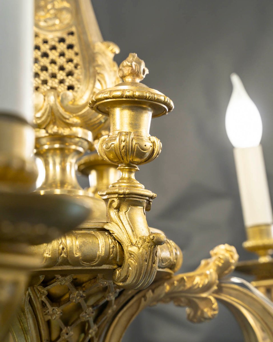6-light Regency-style Chandelier In Gilded Bronze -photo-6