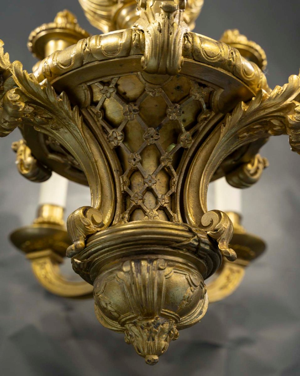 6-light Regency-style Chandelier In Gilded Bronze -photo-4
