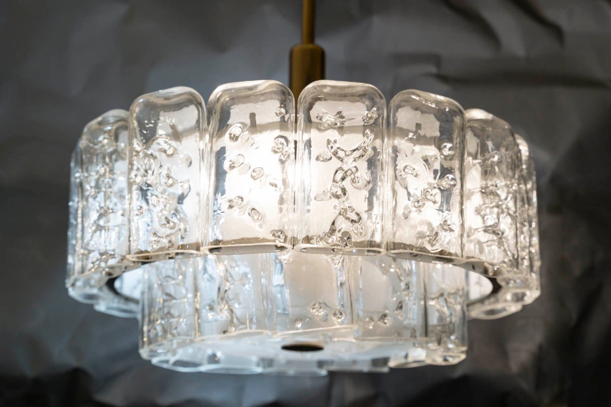 Doria Leuchten Cascade Chandelier And Its 3 Wall Sconces, Circa 1960-photo-2