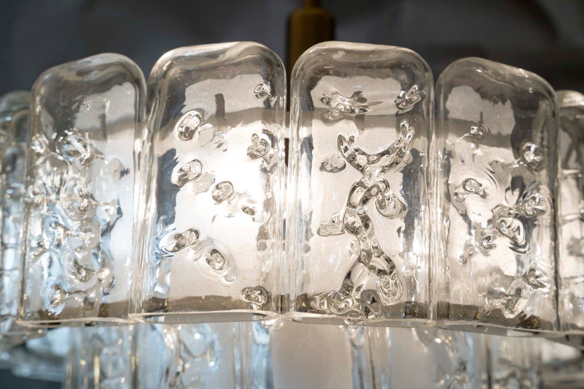 Doria Leuchten Cascade Chandelier And Its 3 Wall Sconces, Circa 1960-photo-3