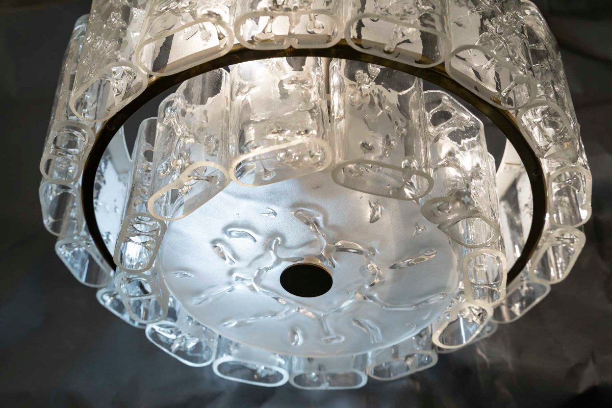 Doria Leuchten Cascade Chandelier And Its 3 Wall Sconces, Circa 1960-photo-4