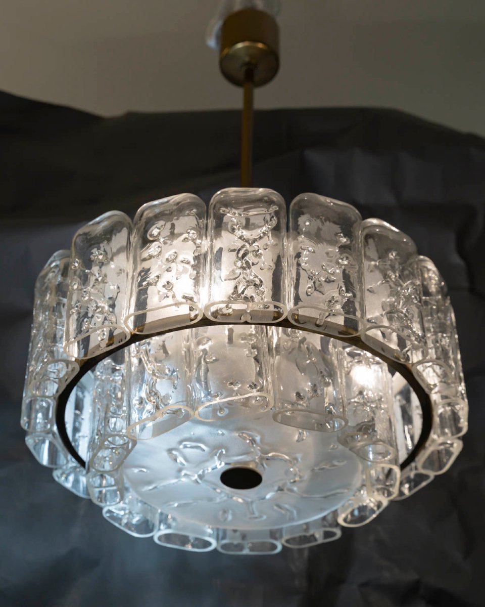 Doria Leuchten Cascade Chandelier And Its 3 Wall Sconces, Circa 1960-photo-2
