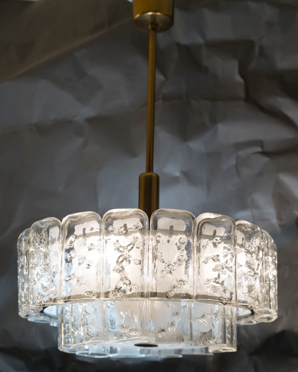 Doria Leuchten Cascade Chandelier And Its 3 Wall Sconces, Circa 1960