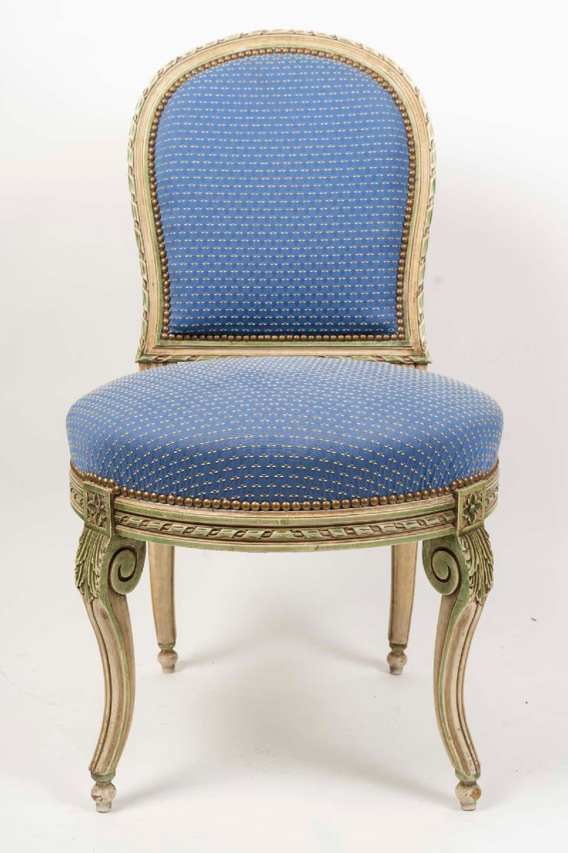 Set Of 4 Louis XVI-style Living Room Chairs-photo-2