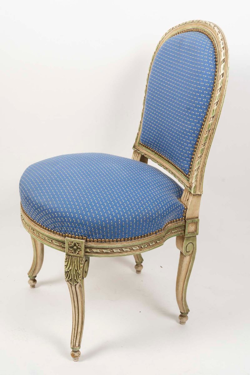 Set Of 4 Louis XVI-style Living Room Chairs-photo-4
