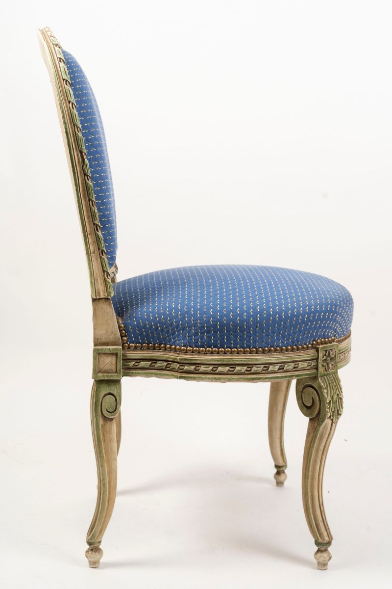Set Of 4 Louis XVI-style Living Room Chairs-photo-4