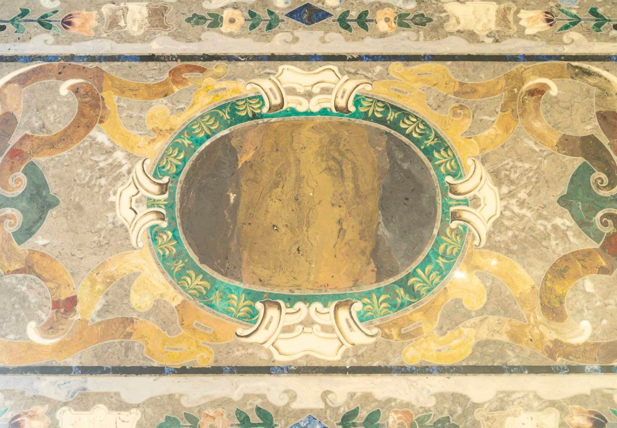 Table basse en scagliola XIXe siècle -photo-2