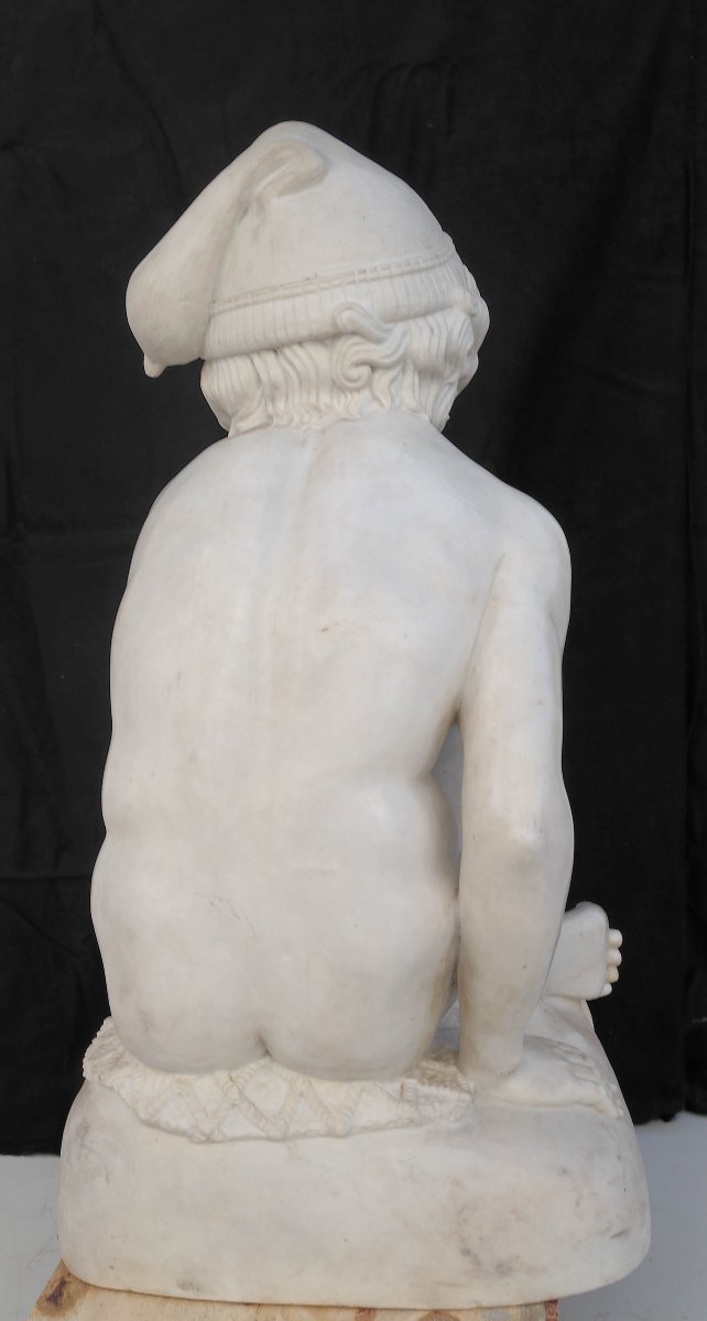 Marble Sculpture: Young Neapolitan Fisherman Playing With A Turtle (or The Boy With The Turtle)-photo-3