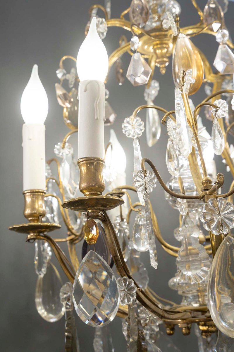 Gilded Bronze And Baccarat Crystal Chandelier-photo-2
