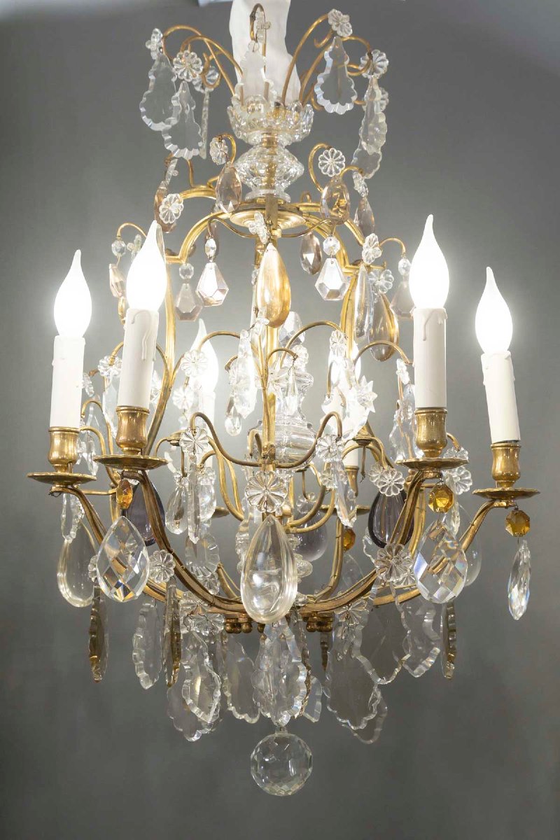 Gilded Bronze And Baccarat Crystal Chandelier-photo-4