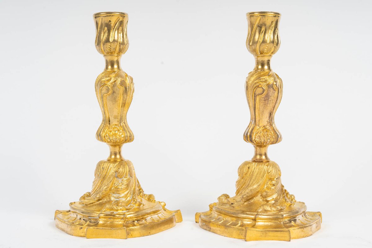 Paire de bougeoirs style Louis XV-photo-2