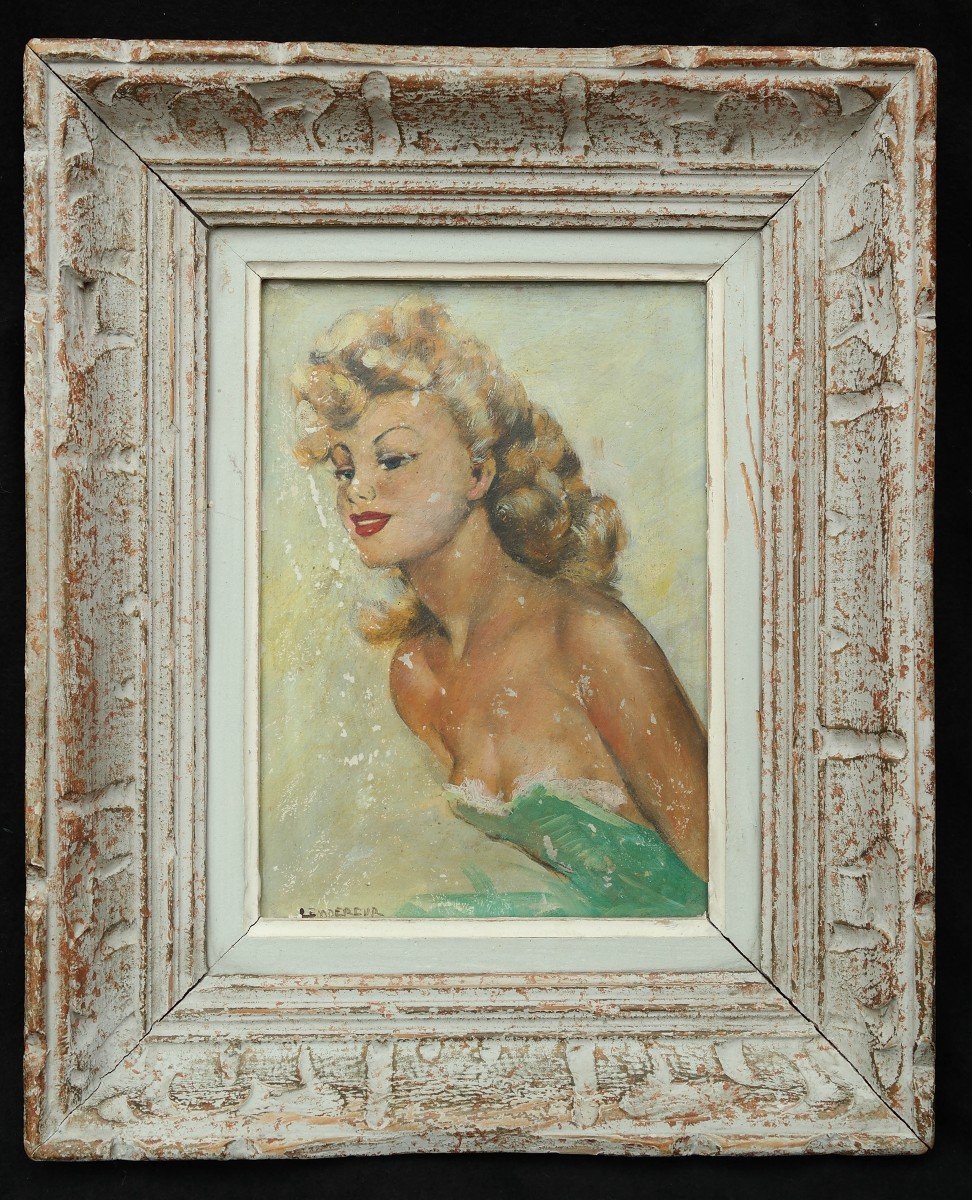Portrait d'Une Jeune Femme Par Jules Gustave lempereur Huile sur Panneau