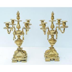 Candelabras In Gilt Bronze