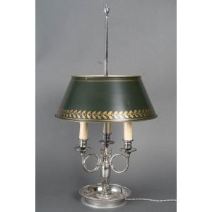 Lampe bouillotte en bronze argenté