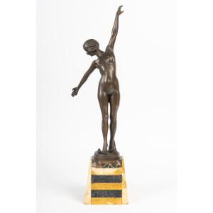 "La danse des lances" sculpture en bronze d'après Fernand Ouillon-Carrere