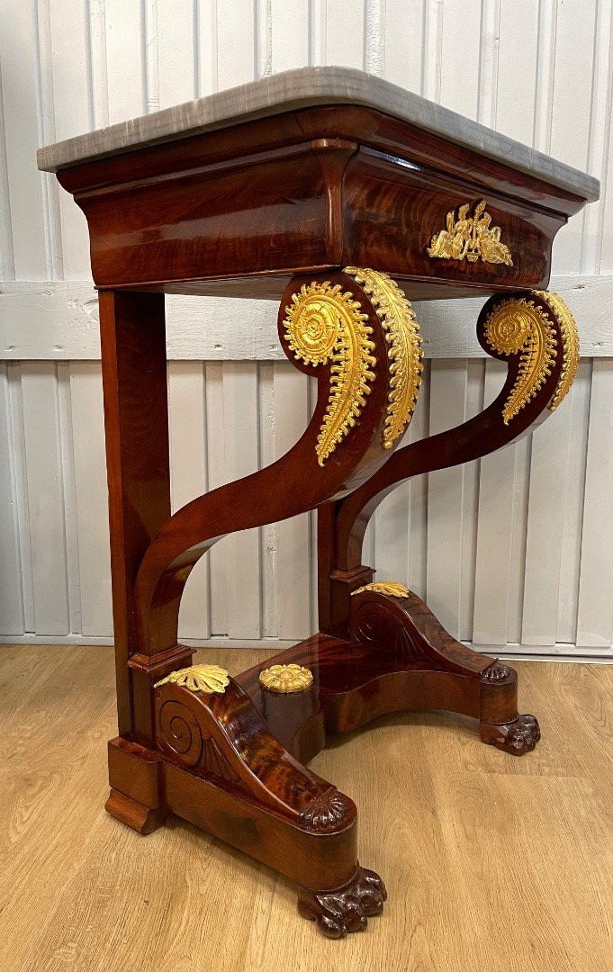 1 / 12 Small Restoration Style Mahogany Console Table-photo-3