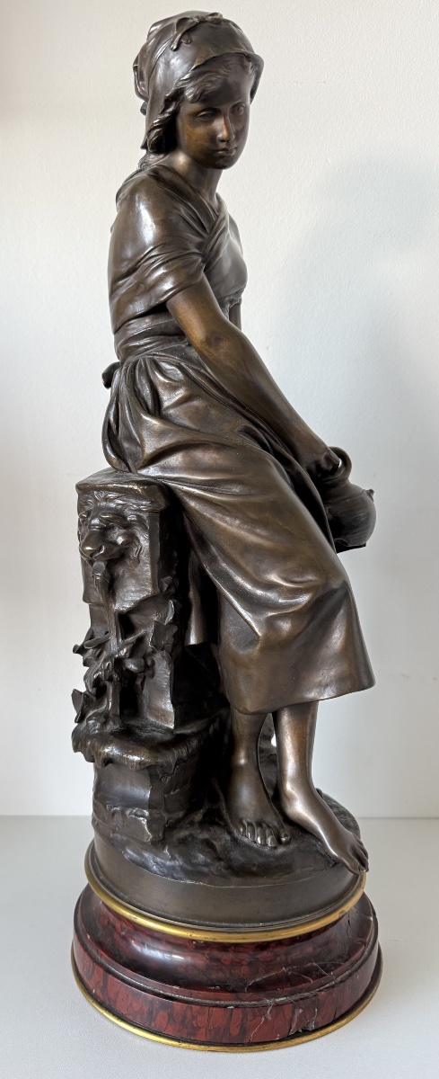 Jeune Femme à La Cruche Cassée , Sculpture En Bronze Sur Un Socle Tournant-photo-8