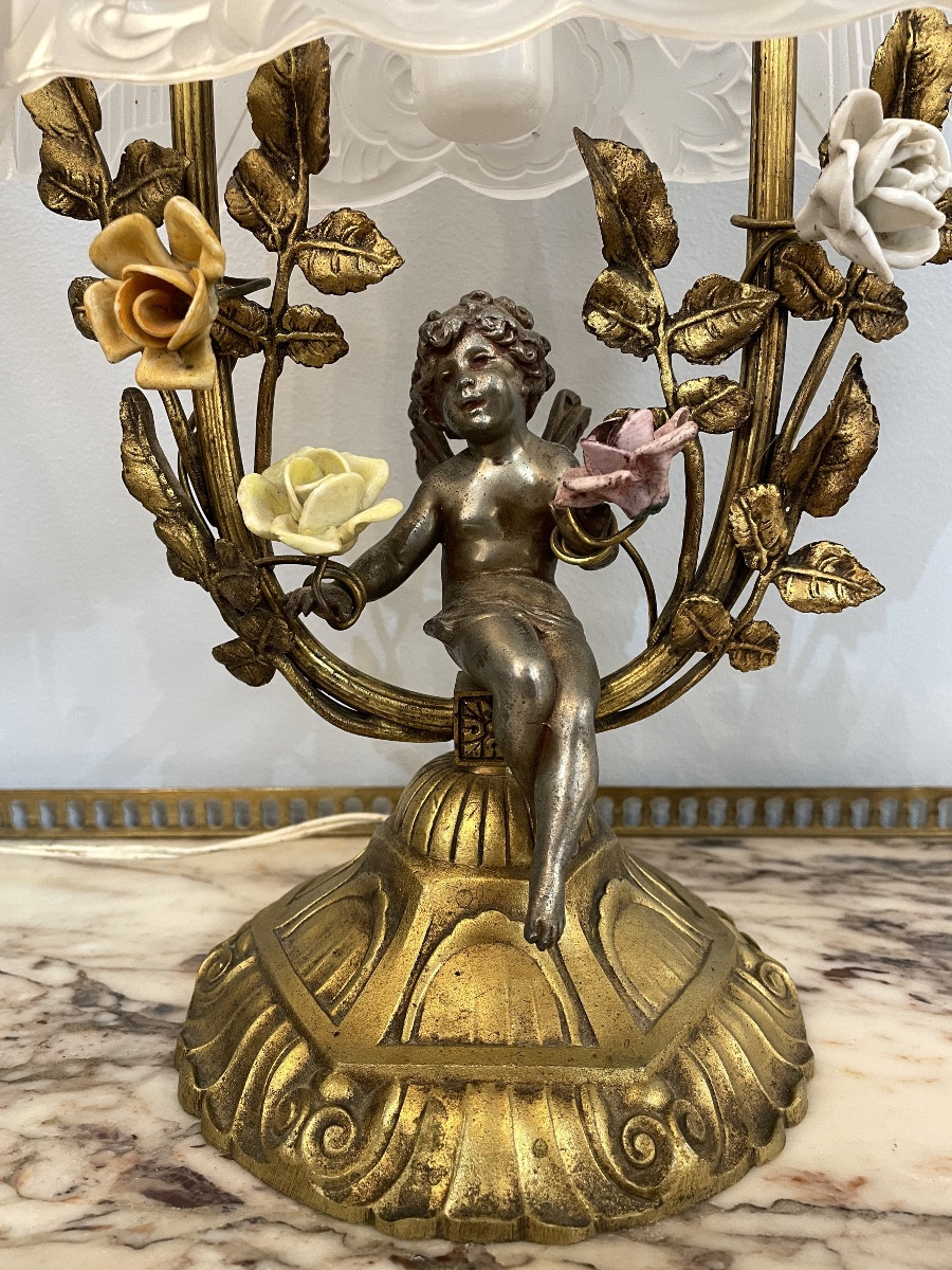 Small Accent Lamp Decorated With A Putto-photo-2