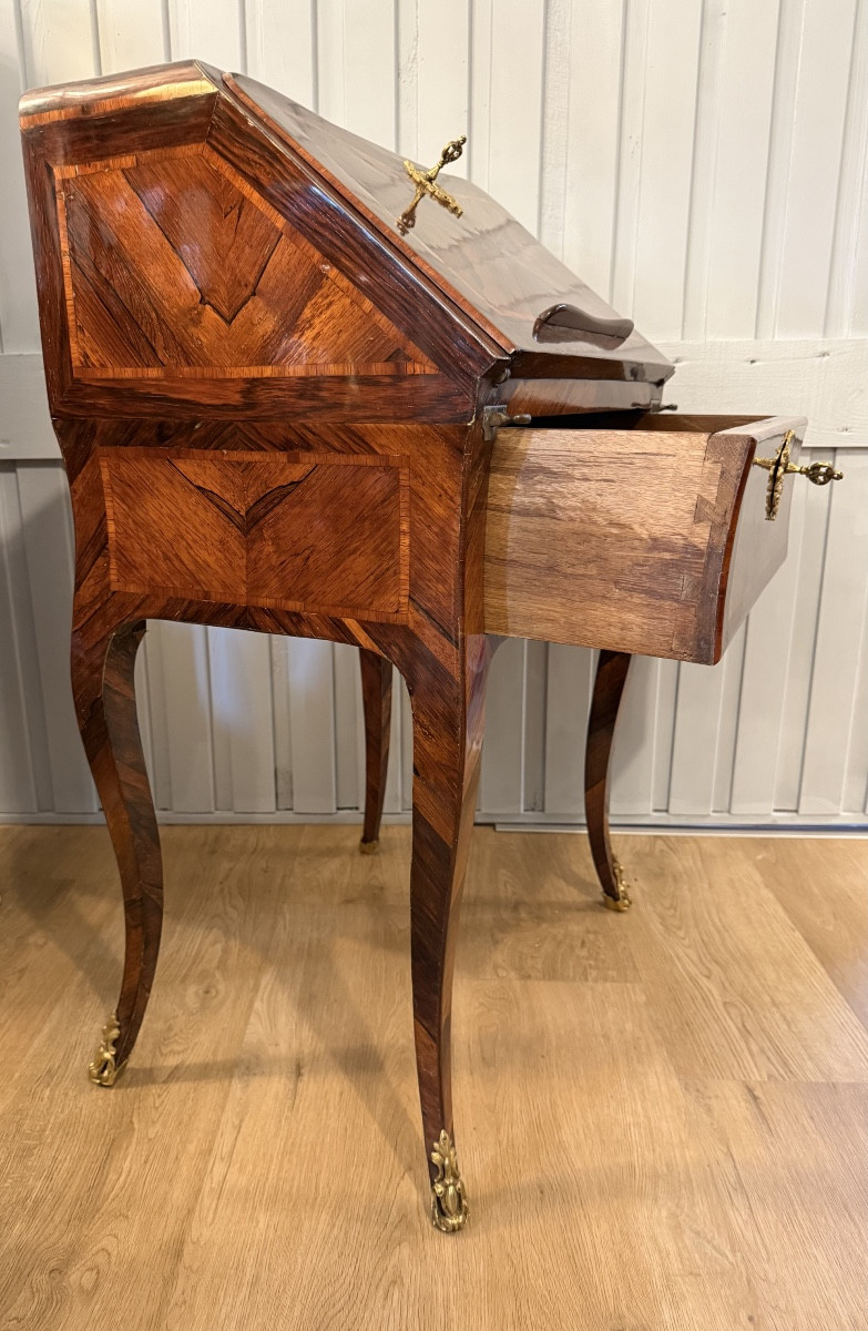 Small Sloping Marquetry Secretary-photo-7
