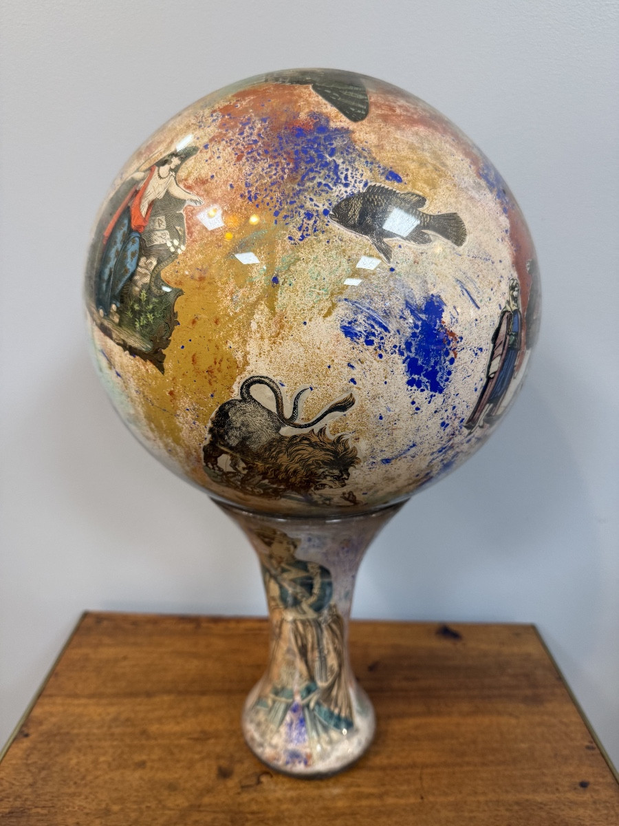importante boule à perruque en verre soufflé-photo-4