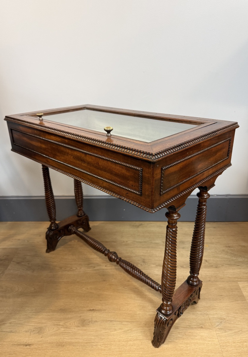 Vitrine plate en acajou-photo-4