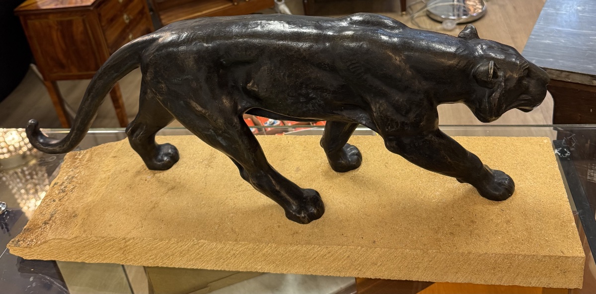 Marching Panther, Bronze Sculpture-photo-2