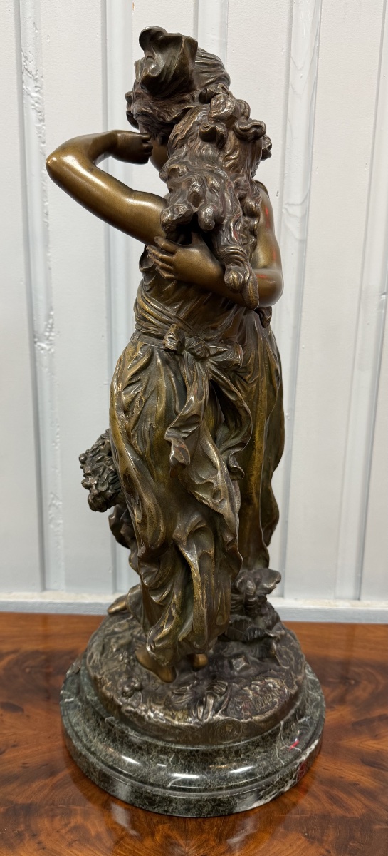 Bronze Sculpture Depicting Two Women With A Basket, Signed H Moreau-photo-3
