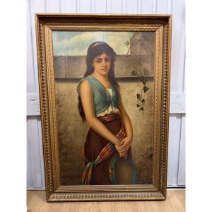 Portrait de femme , huile sur toile