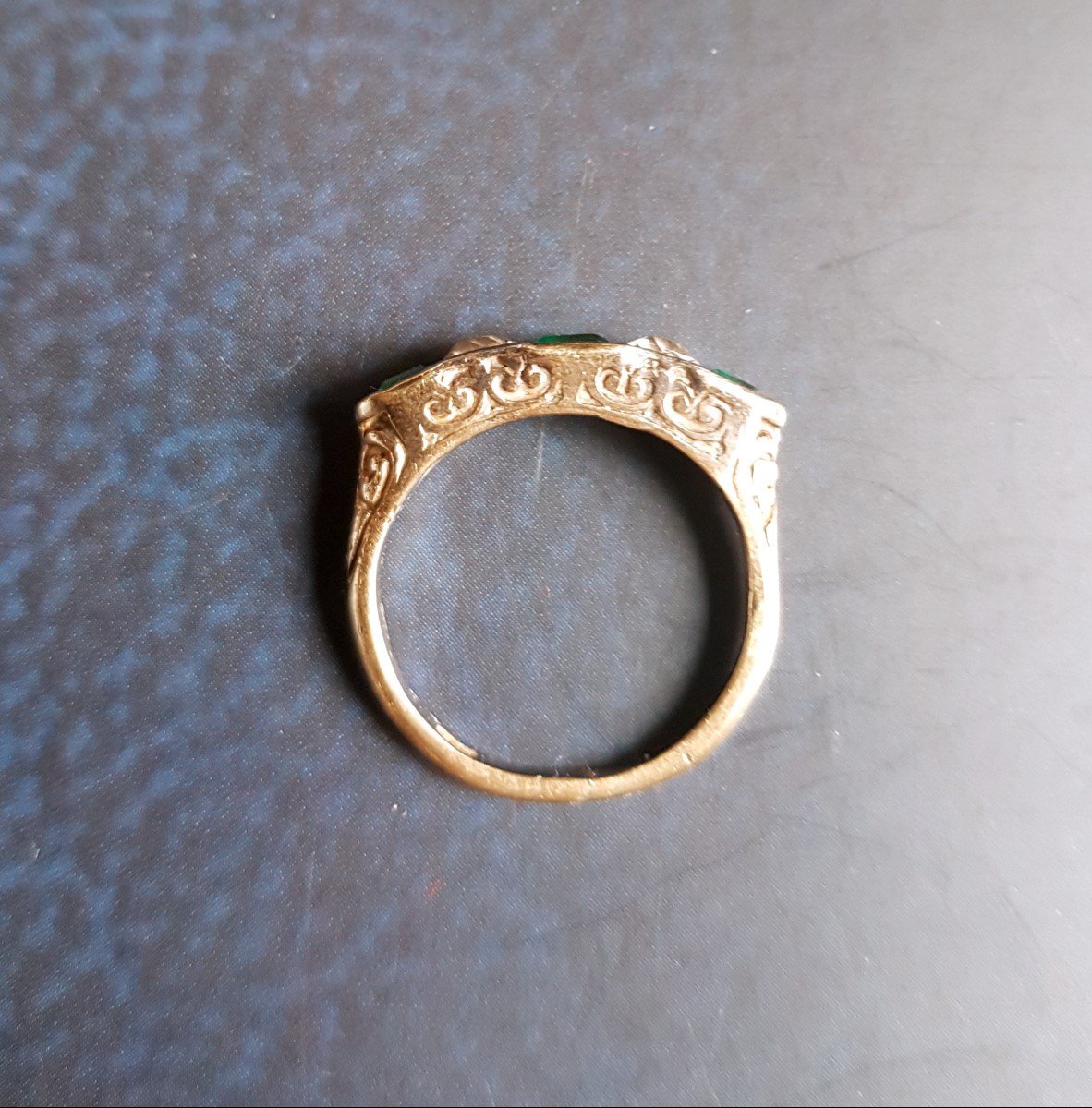 Bague Jarretière Or Blanc 18k Saphir Et Diamants Vintage - Occasion, Taille 62, Style Art Déco